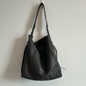 All Saints gray leather tote bag